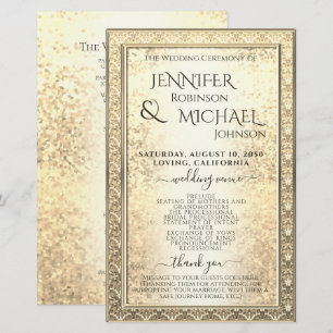 Wedding Program   Glam Gold Glitter Look