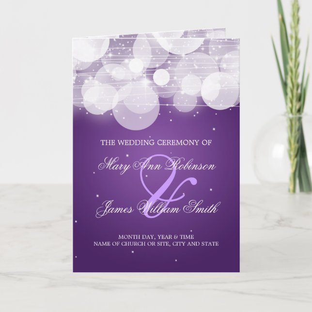 Wedding Program Glow & Sparkle Purple (Front)