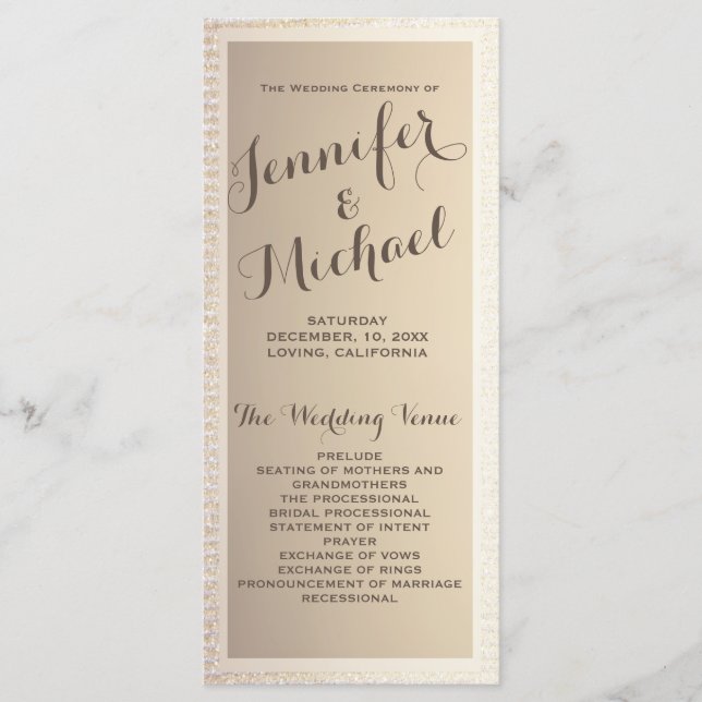 Wedding Program | Gold and Tan (Front)