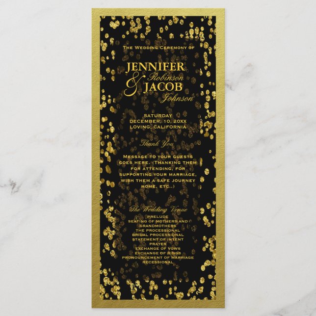 Wedding Program | Gold Confetti (Front)