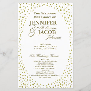 Wedding Program   Gold Confetti