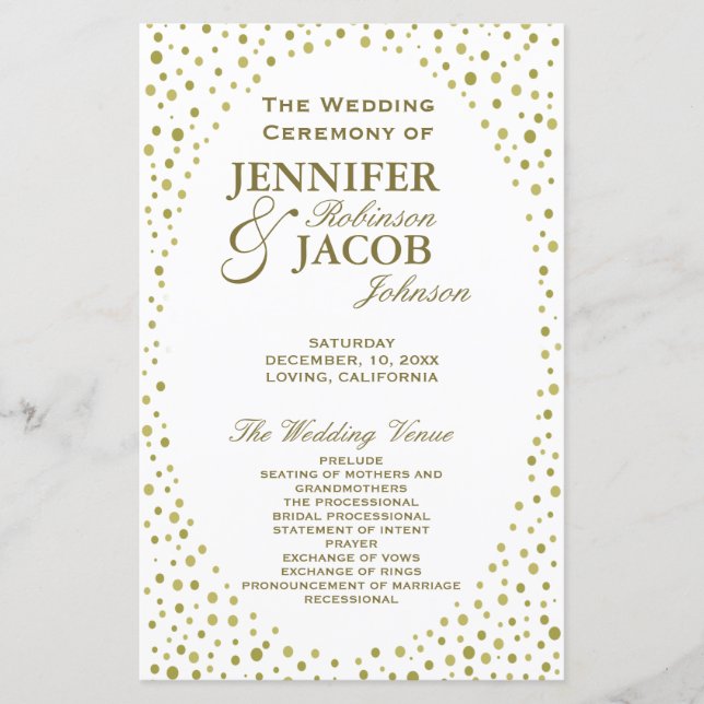 Wedding Program | Gold Confetti (Front)