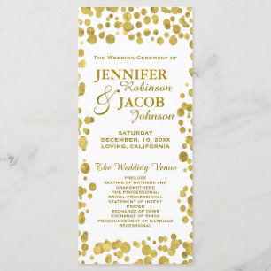 Wedding Program Gold Confetti Celebration