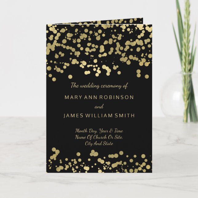 Wedding Program Gold Foil Confetti (Front)
