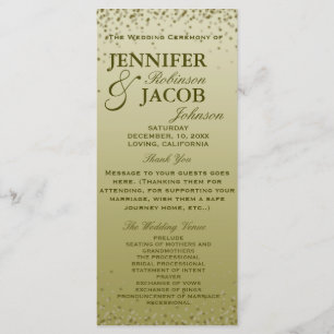 Wedding Program   Gold Gradient Glitter Confetti