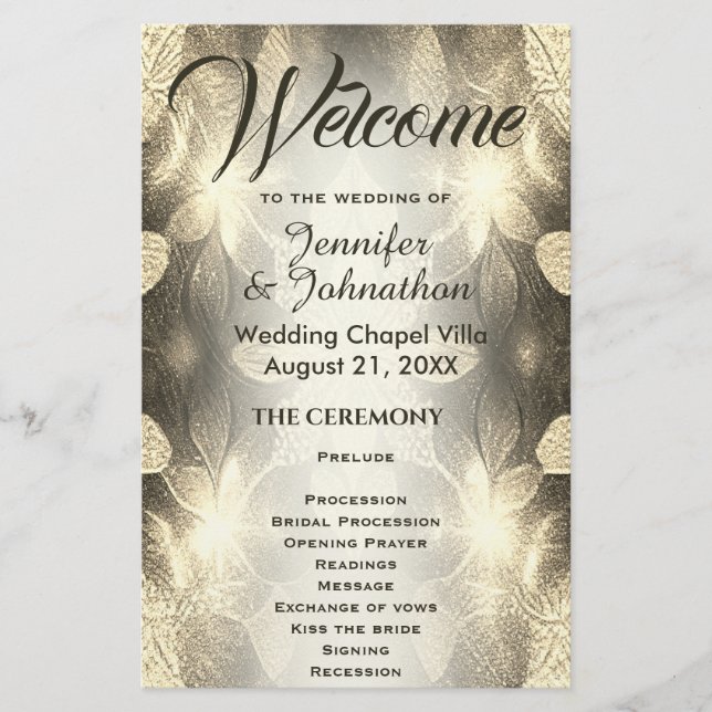 Wedding Program | Gold Leaf Look (Front)