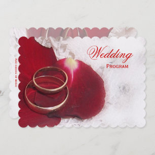 Wedding Program Gold Rings Rose Petals