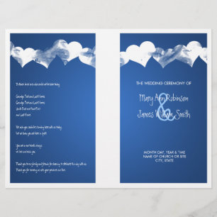 Wedding Program Grunge Hearts Blue