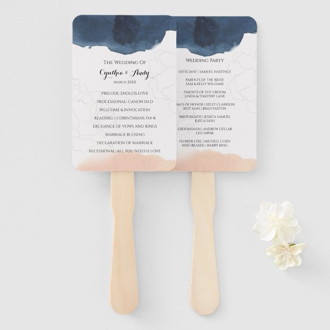 Wedding Program Hand Fan (Front and Back)