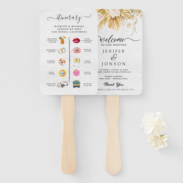  Wedding Program  Hand Fan (Front and Back)