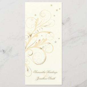 Wedding Program Ivory Gold Floral Elegant Swirl