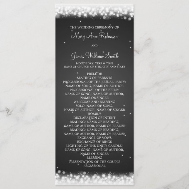 Wedding Program  Magic Sparkle Black (Front)
