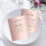 Wedding Program Menu rose gold<br><div class="desc">A classic wedding program and menu.  A rose gold gradient background. Black text.  Personalise and add your name,  date and both your program and the menu. 

1 sheet = 1 menu/program printed edge to edge.</div>
