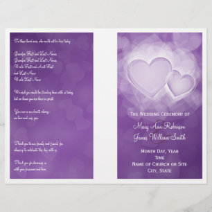 Wedding Program Modern Hearts Purple