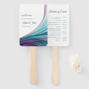 Wedding Program-Modern Purple and Teal- Hand Fan