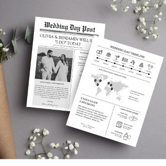Wedding Program Newspaper Timeline Flyer