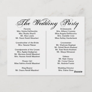 Wedding Program, page 1 of 2. Postcard