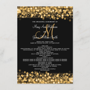 Wedding Program Party Sparkles Gold