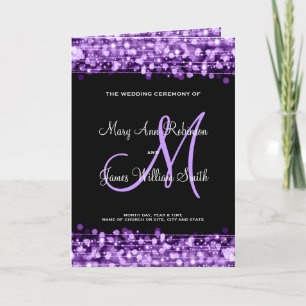 Wedding Program Party Sparkles Purple