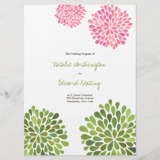 Wedding Program Pink Red Yellow Flower Blooms