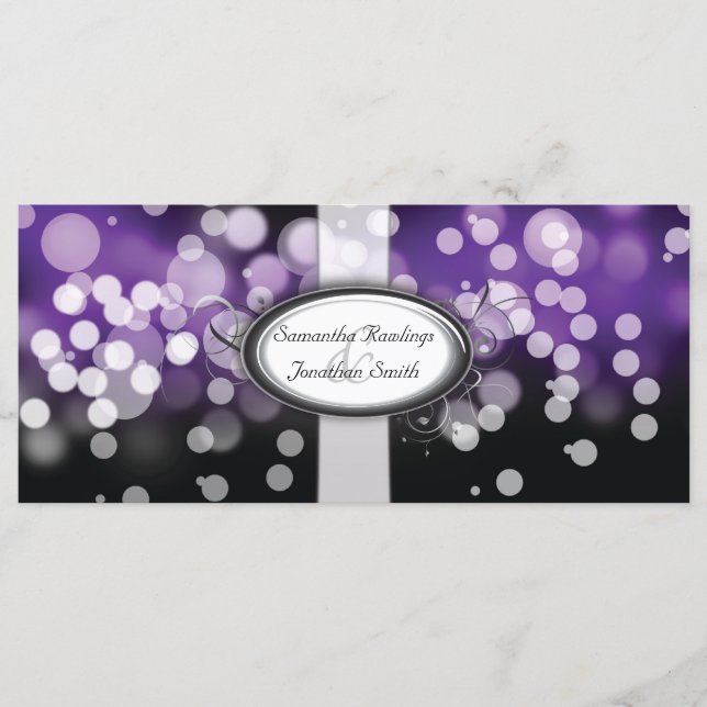 Wedding Program - Purple & Silver Bright Lights (Front)