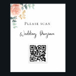Wedding program QR code blush floral eucalyptus Poster<br><div class="desc">A chic white background. Decorated with a rose gold,  blush pink floral,  flower (rose)and green watercolored eucalyptus leaves,  sprigs,  greenery and a faux gold sprig. Personalise and add your own QR code to your website with the wedding program.</div>