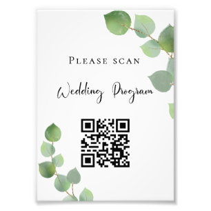 Wedding program QR code eucalyptus greenery Photo Print