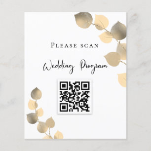Wedding program QR code golden eucalyptus Flyer