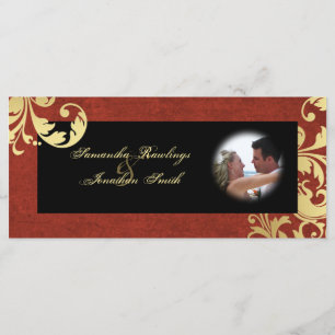 Wedding Program - Red & Gold Texture Floral