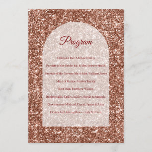 Wedding Program Rose Gold Ceremony Arched Glitter