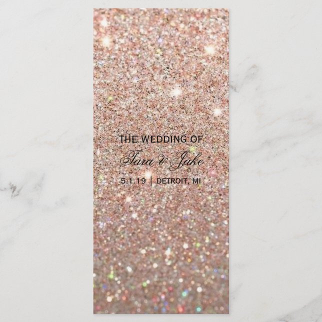 Wedding Program - Rose Gold Glitter Fab (Front)