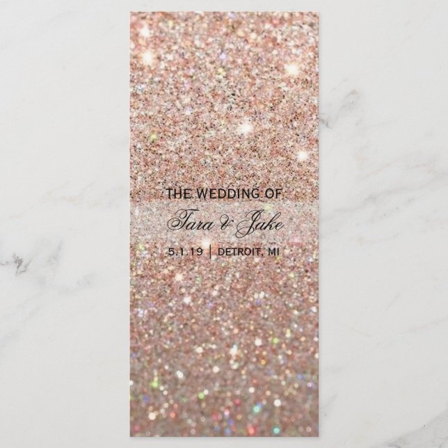 Wedding Program - Rose Gold Glitter Fab (Front)
