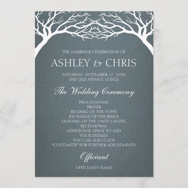 Wedding Program - Rustic Tree (Front)