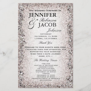 Wedding Program   Silver Glitter Look