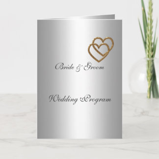 Wedding Program Silver two Hearts