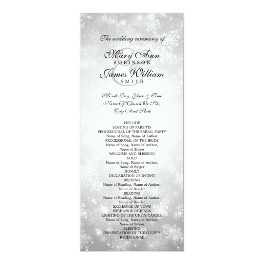 Wedding Program Silver Winter Wonderland Sparkle