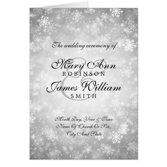 Wedding Program Silver Winter Wonderland Sparkle Card