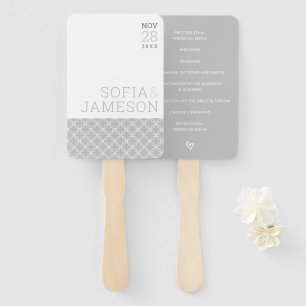 WEDDING PROGRAM simple modern type soft pale grey Hand Fan