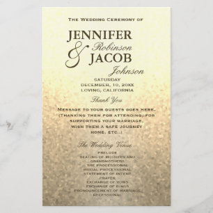 Wedding Program Soft Gold Glitter Look