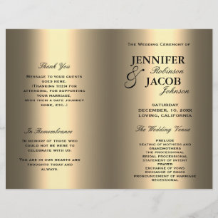 Wedding Program   Soft Shiny Gold Look