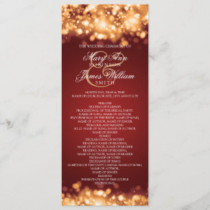 Wedding Program Sparkling Lights Gold