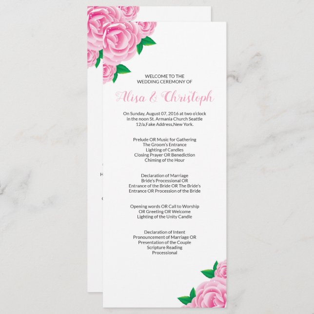 Wedding Program Templates for Ceremony (Front/Back)