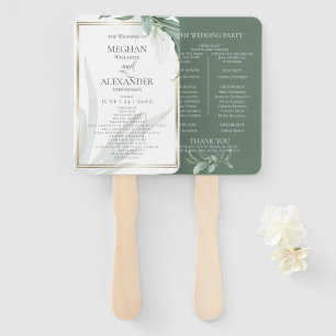 Wedding Program   Tropical Elegant Foliage Hand Fan