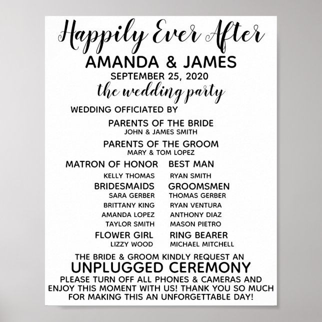 Wedding Program/Unplugged Sign (Front)