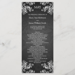 Wedding Program Vintage Swirls 2 Black