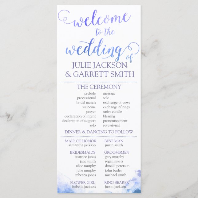Wedding Program - Watercolor US Wedding Program (Front)