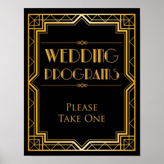 Wedding Program Wedding Sign | Gatsby Art Deco (Front)