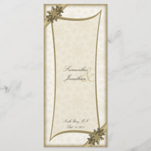 Wedding Program Winter Gold & White Snowflakes