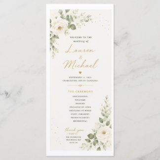 Wedding Program with White Roses
