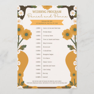 Wedding Program – Yellow & White Floral Border Des